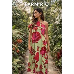 Farm Rio Fresh Garden One-Shoulder Maxi Dress (NWT)